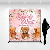 Lofaris Custom Name Bearly Wait Floral Baby Shower Backdrop